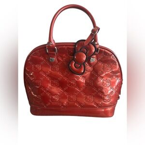 Hello Kitty Glossy Red Satchel Patent Leather Tote Bag for Travel Girlhood-core